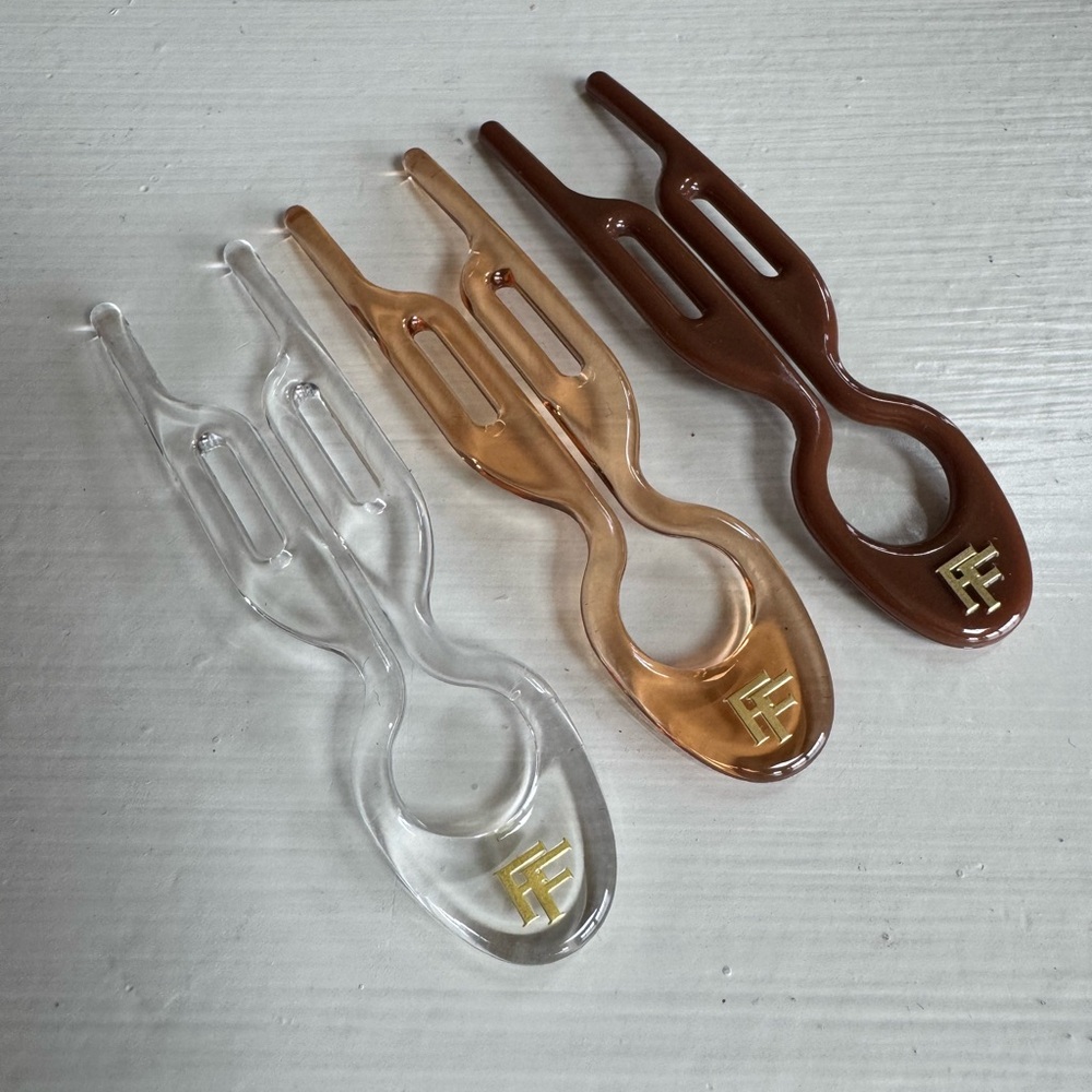 Fiona Franchimon No 1 Hairpin Trio - Transparent, Bronze Glaze, Mochaccino
